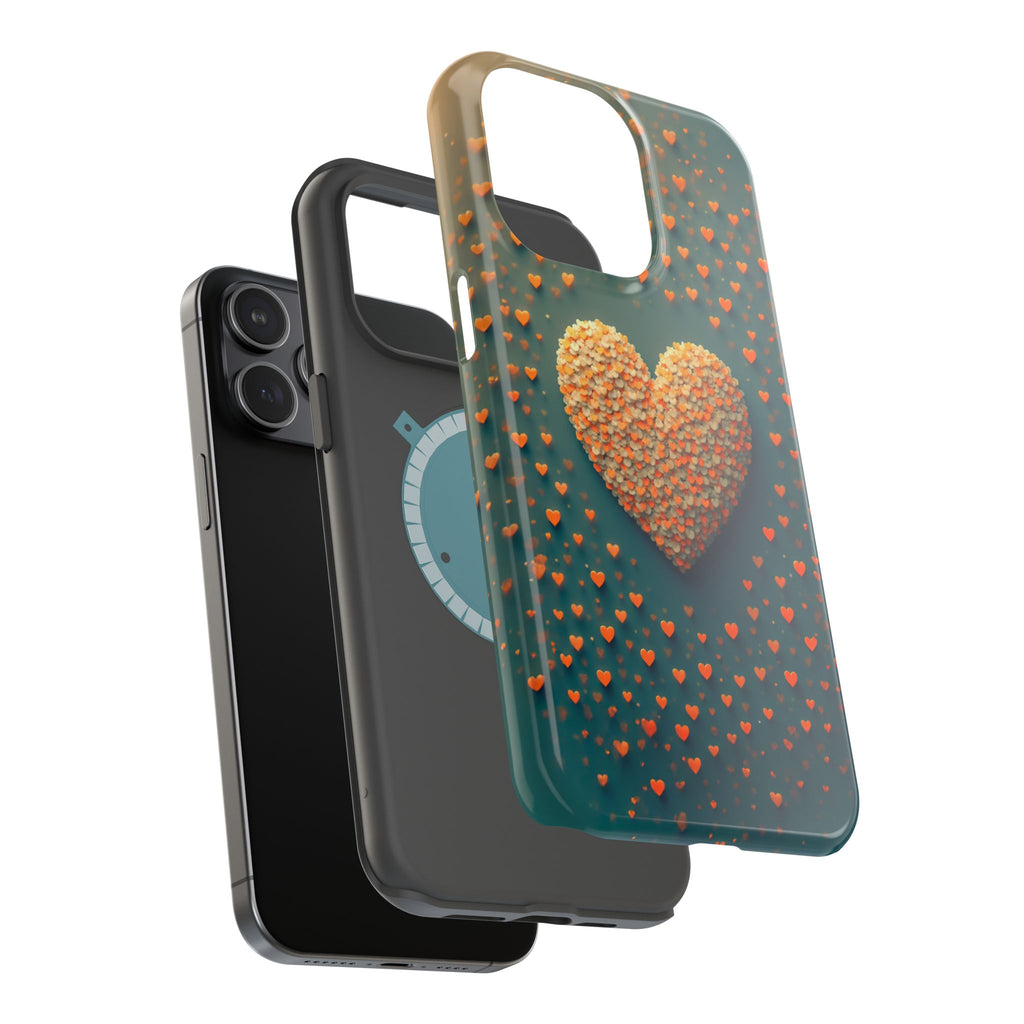 Magnetic Impact-Resistant Phone Case — Textured Heart Confetti Design
