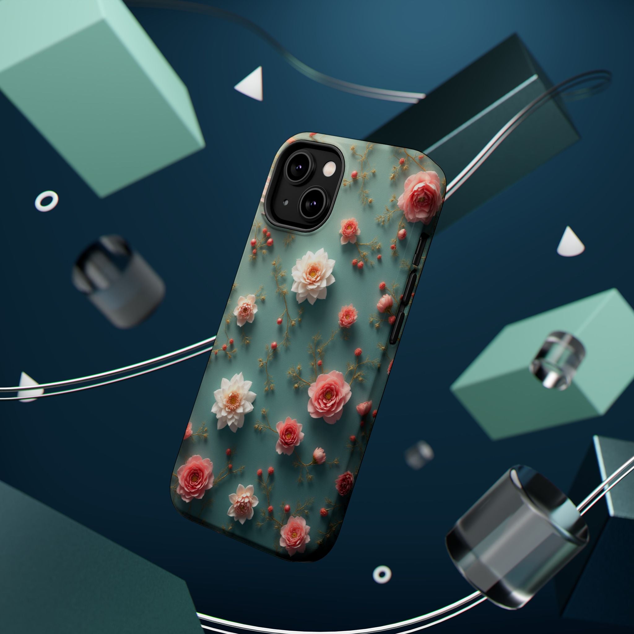 Floral Rose Pattern Magnetic Impact-Resistant Phone Case