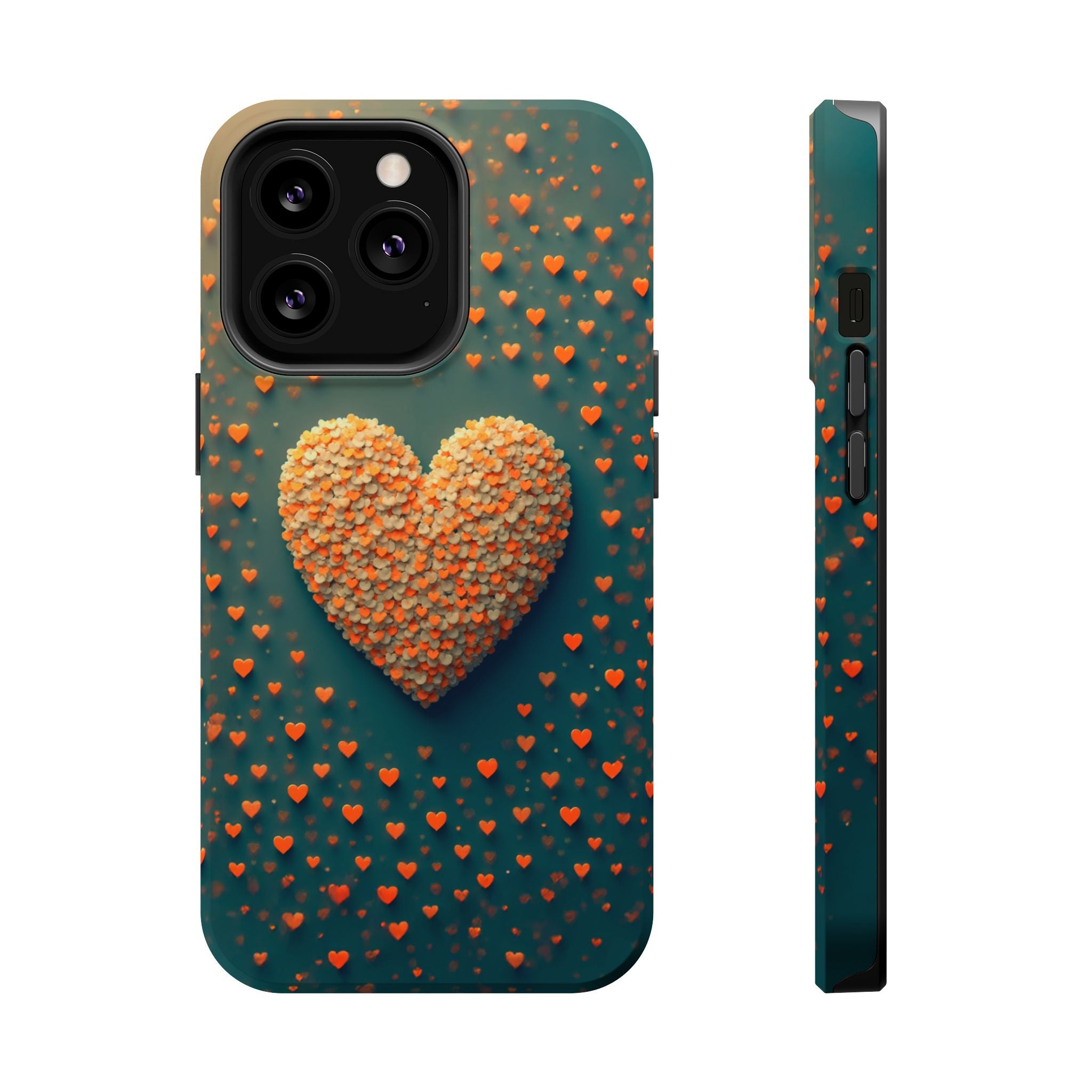 Magnetic Impact-Resistant Phone Case — Textured Heart Confetti Design