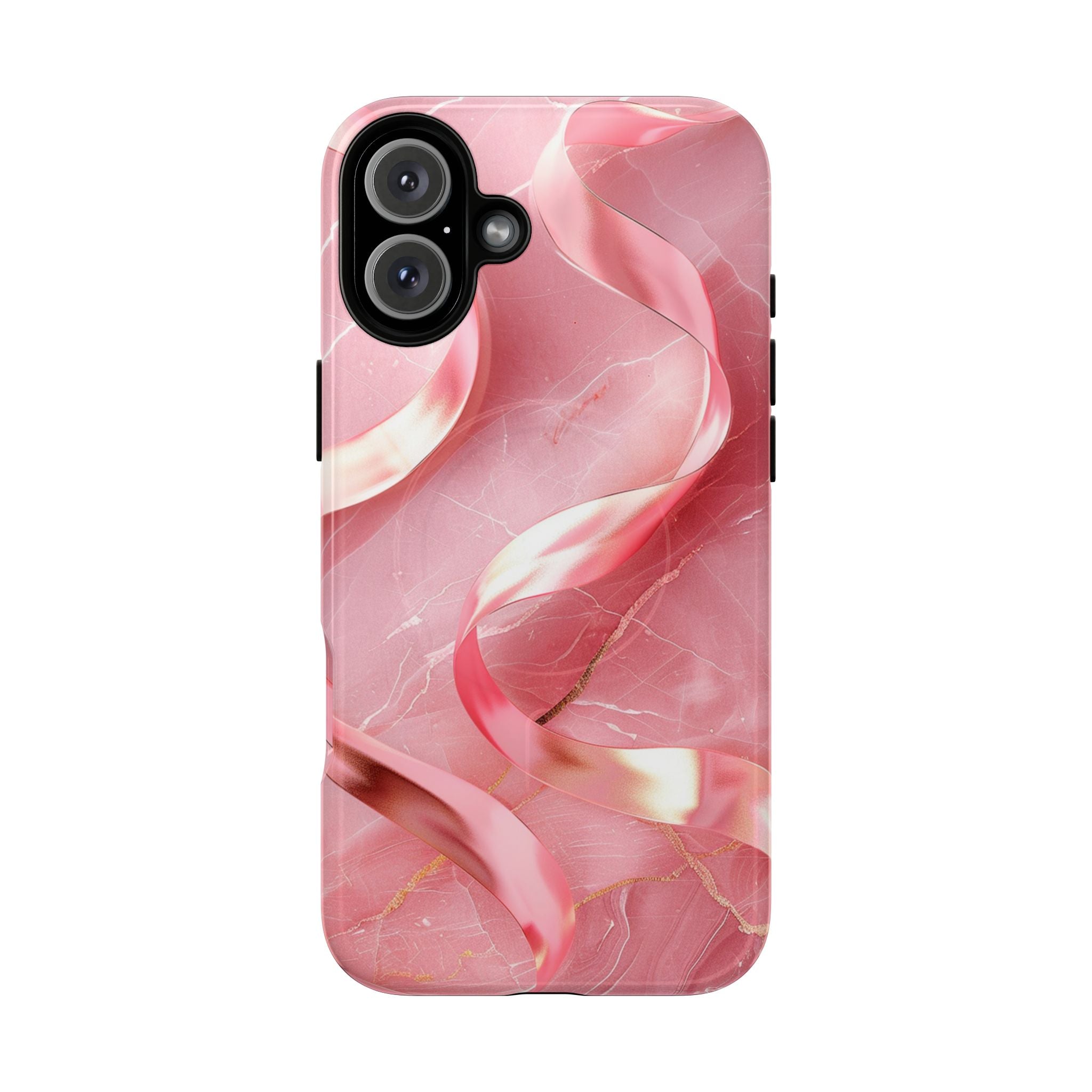 Pink Marble Tough Magnetic Phone Case — Abstract Rose Swirl Magnetic iPhone Cover