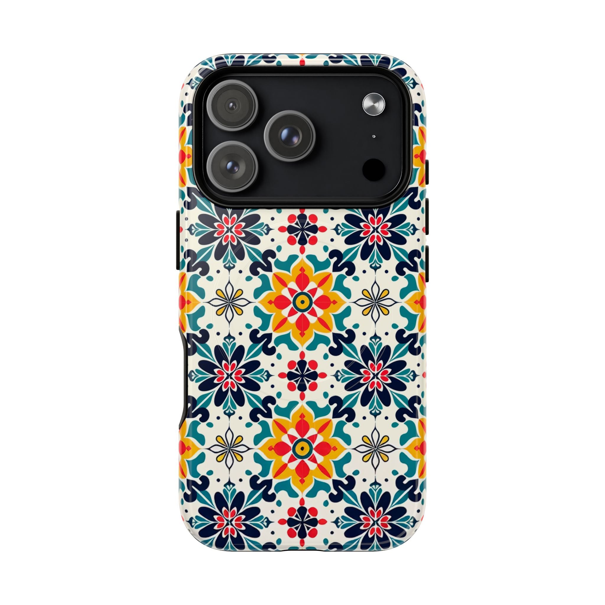 Floral Mosaic Tough Magnetic Phone Case — Colorful Boho Protective Cover