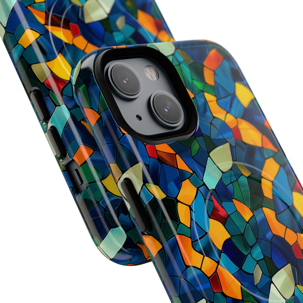 Stained Glass Mosaic Tough Magnetic Phone Case — Vibrant Abstract Protective Cover