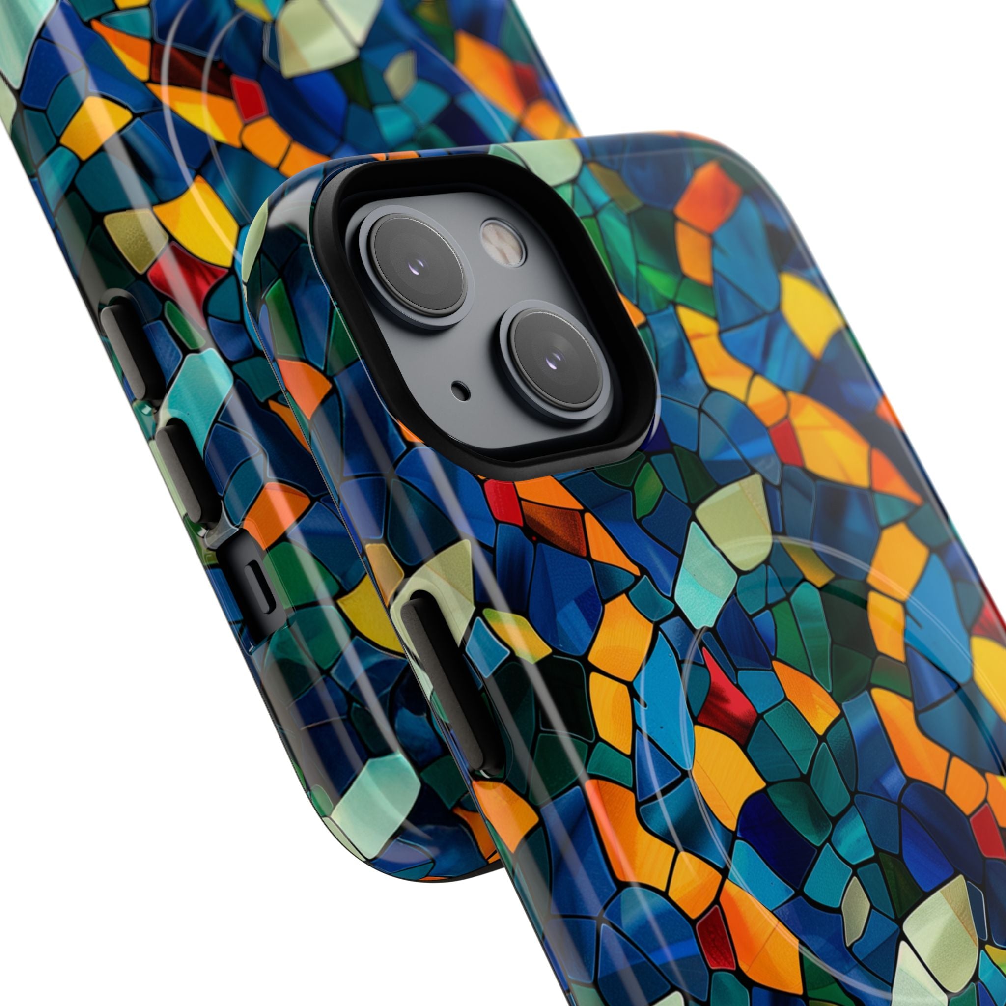 Stained Glass Mosaic Tough Magnetic Phone Case — Vibrant Abstract Protective Cover