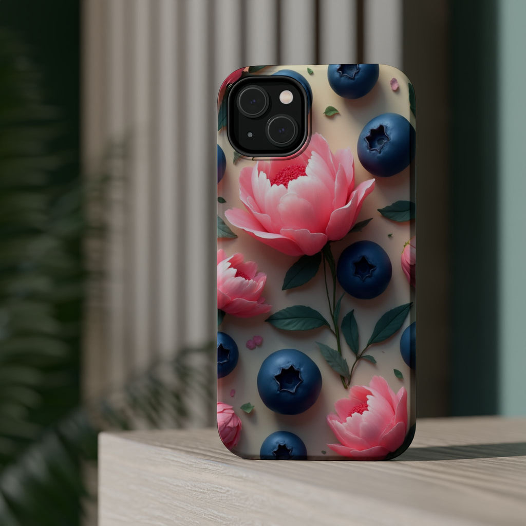 Floral Blueberry Phone Case — Magnetic Impact-Resistant