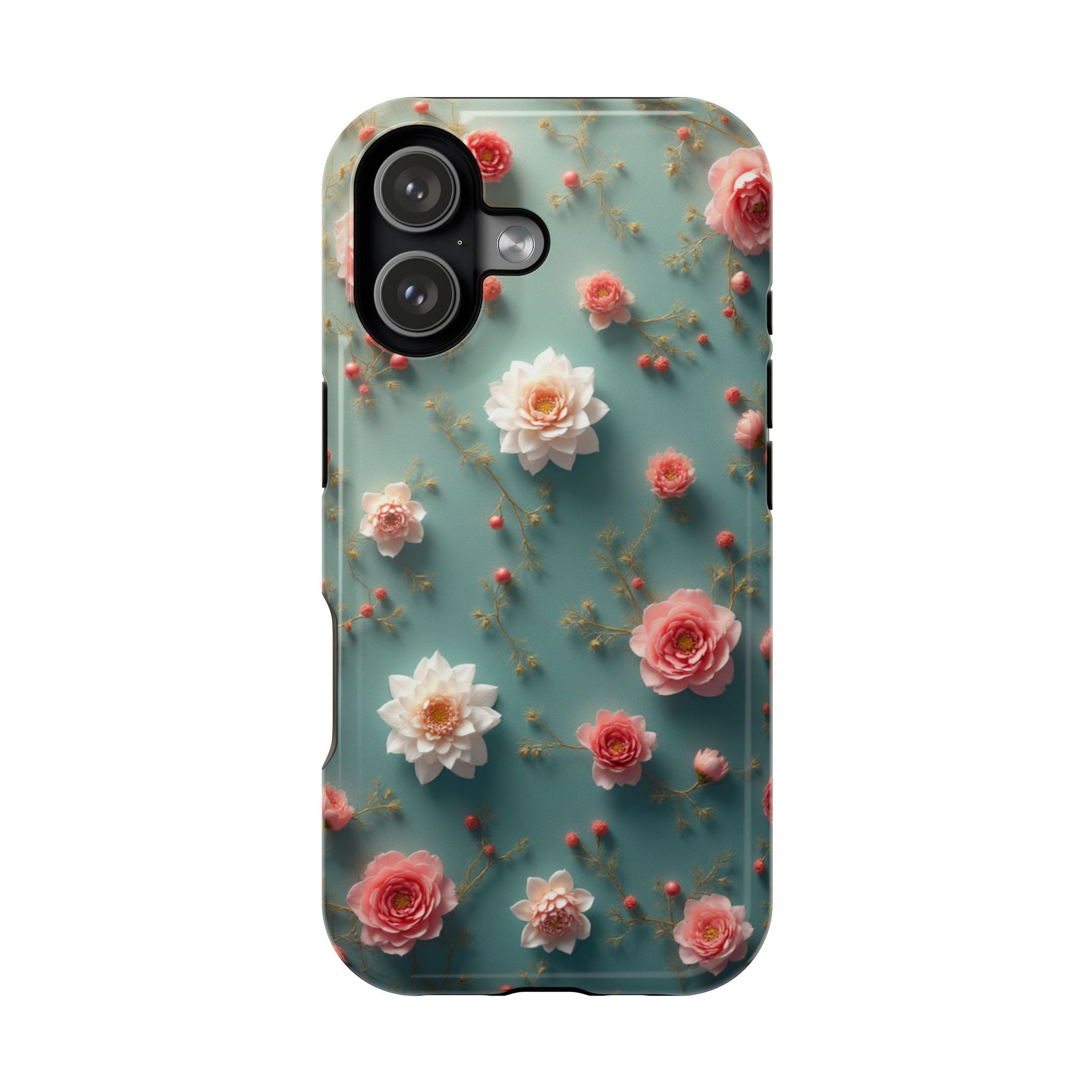 Floral Rose Pattern Magnetic Impact-Resistant Phone Case