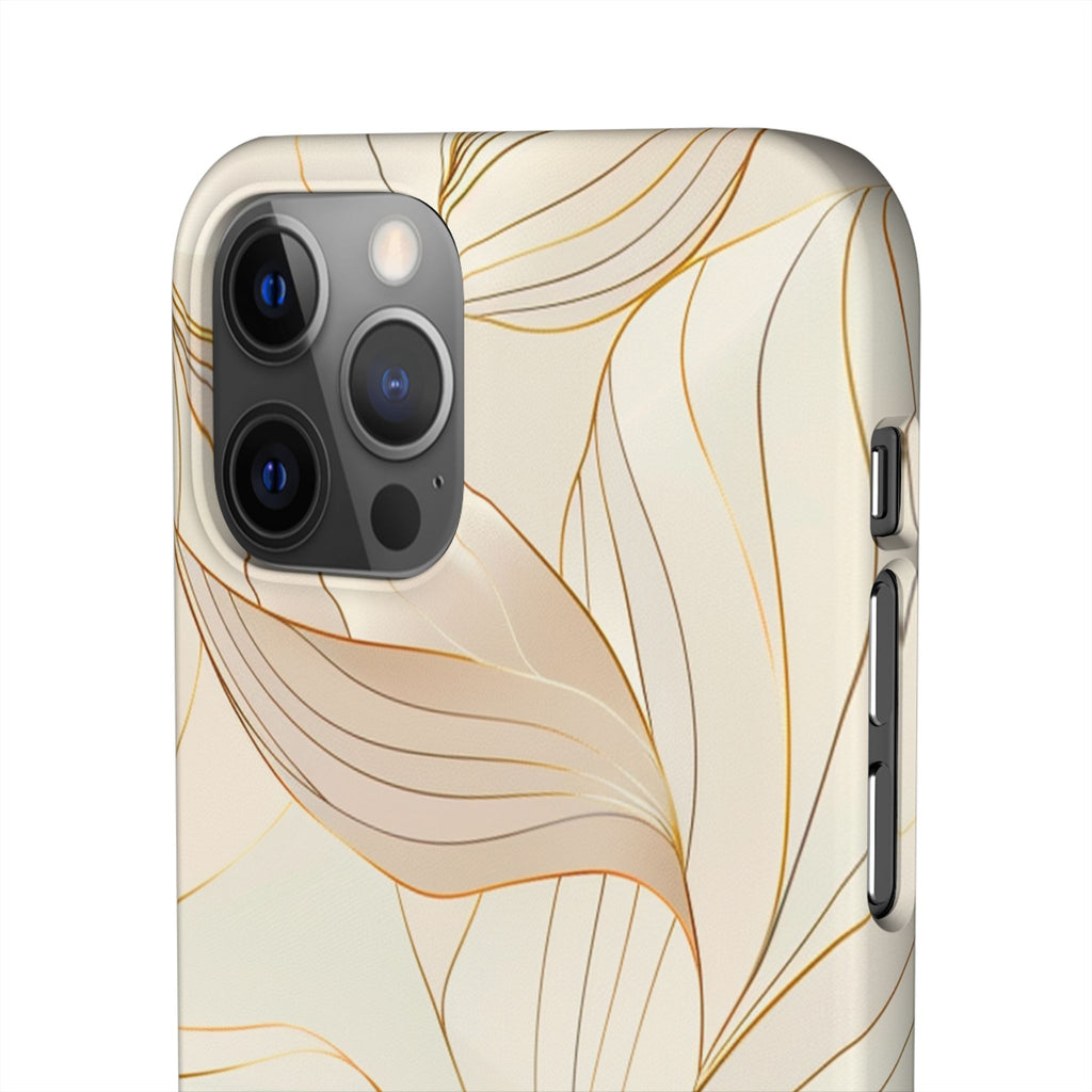Floral Gold Leaf Phone Case — Elegant Neutral Botanical Snap Case