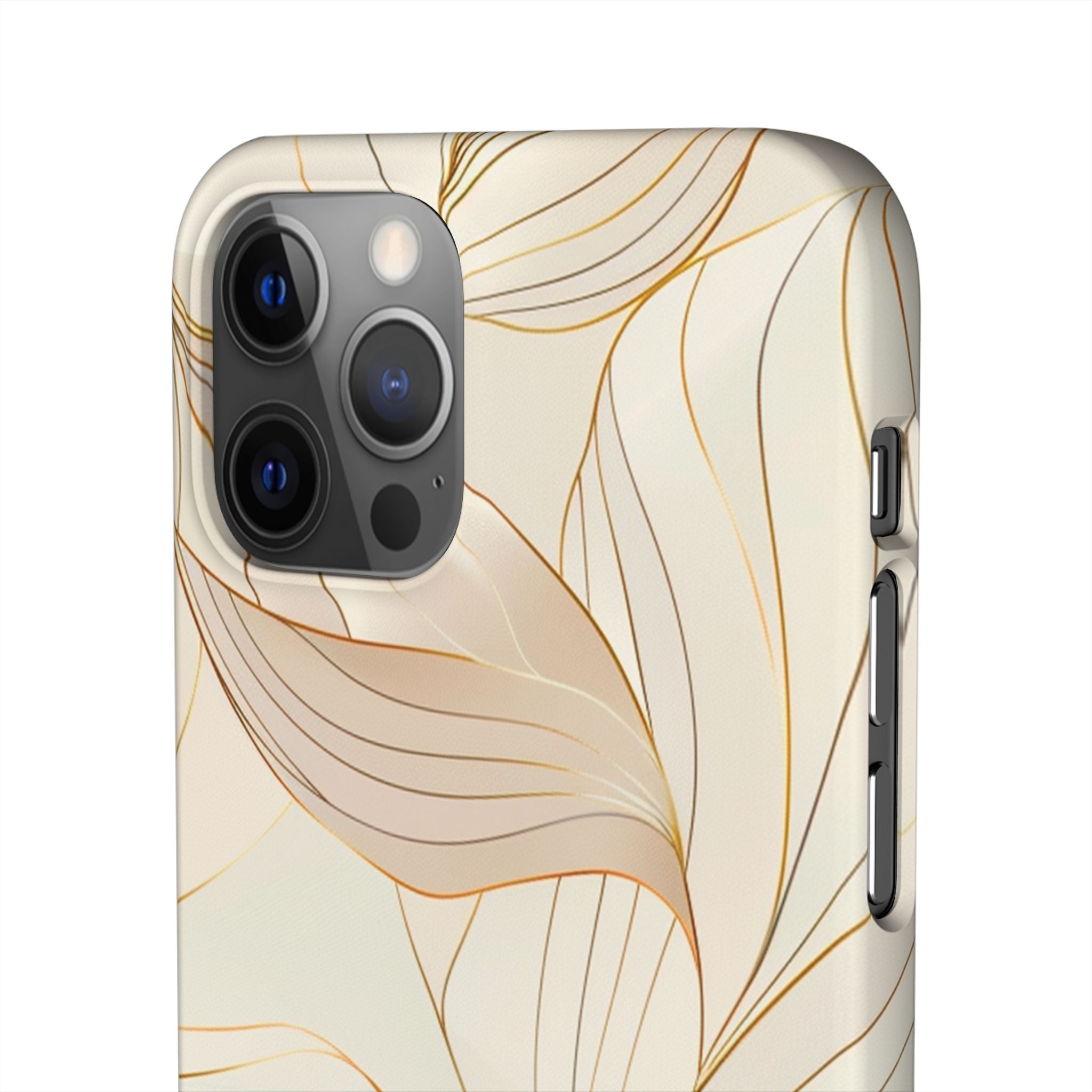 Floral Gold Leaf Phone Case — Elegant Neutral Botanical Snap Case