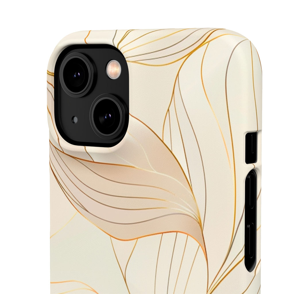 Floral Gold Leaf Phone Case — Elegant Neutral Botanical Snap Case