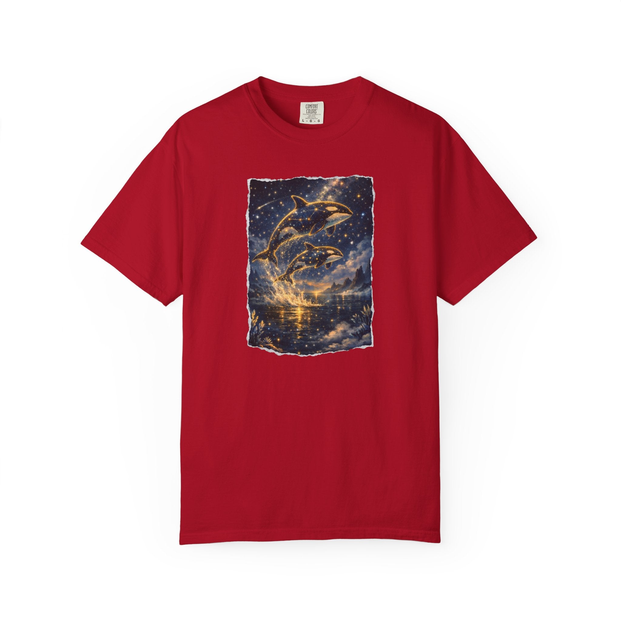 Dolphins T-Shirt — Glowing Night Sky Ocean Dolphins Tee