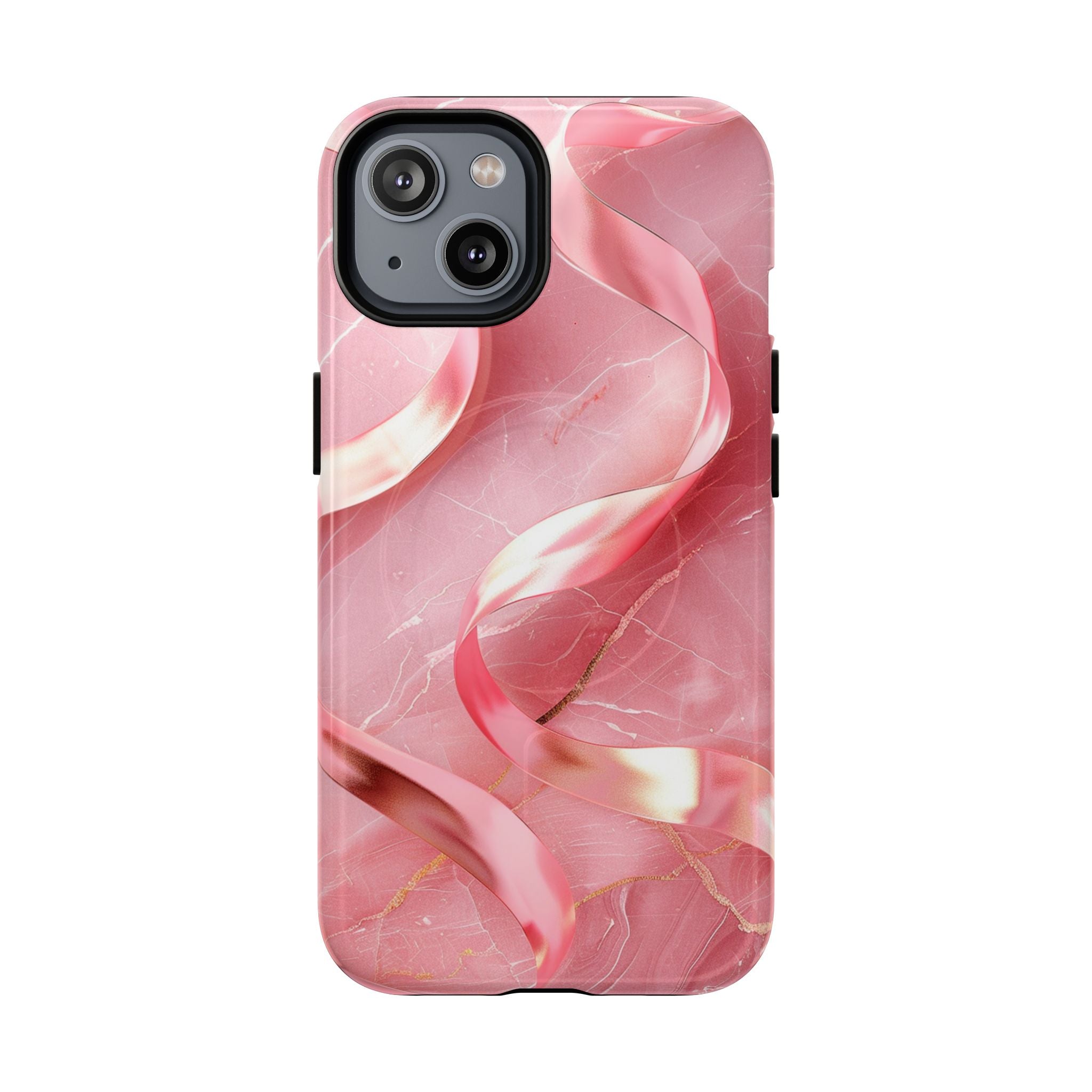 Pink Marble Tough Magnetic Phone Case — Abstract Rose Swirl Magnetic iPhone Cover