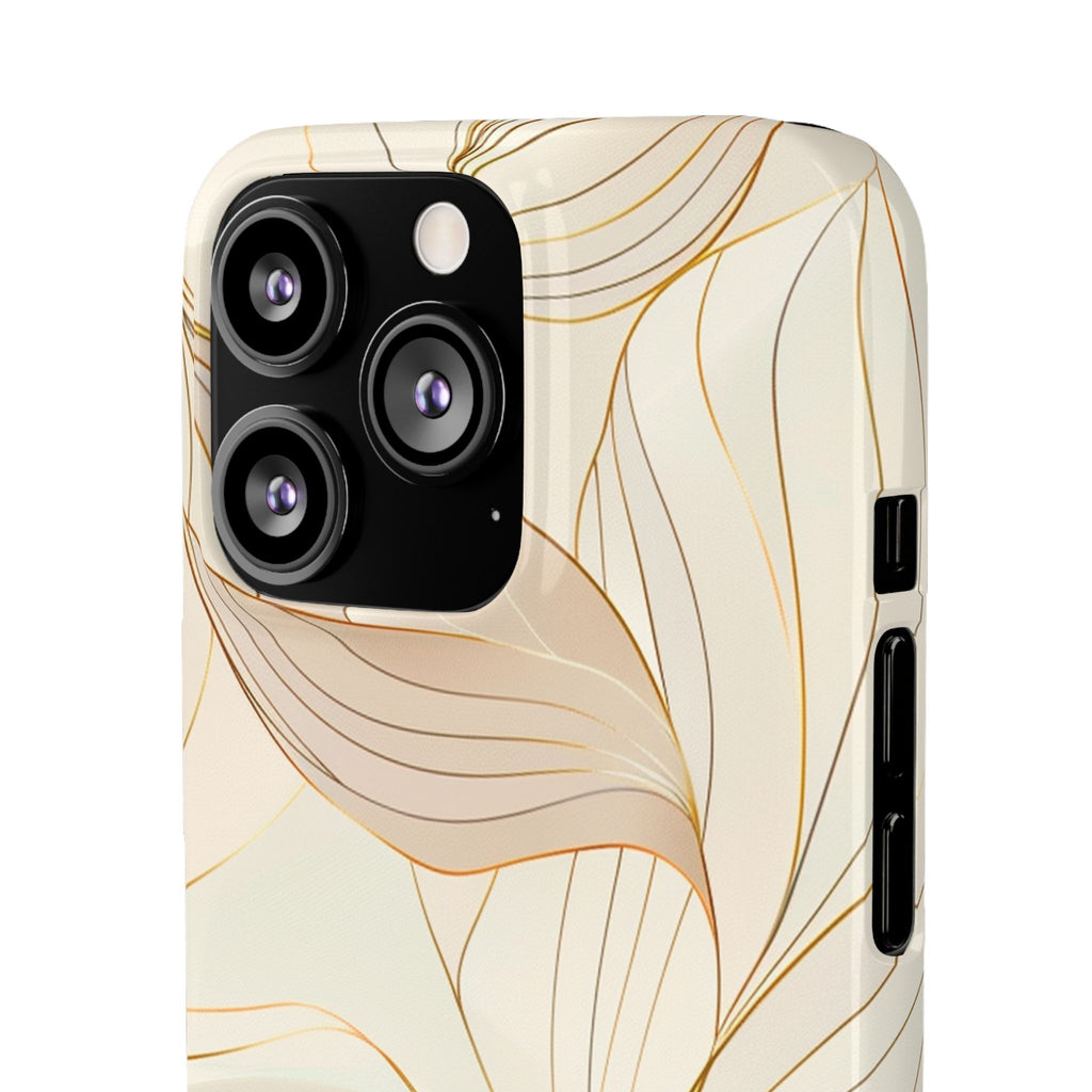 Floral Gold Leaf Phone Case — Elegant Neutral Botanical Snap Case
