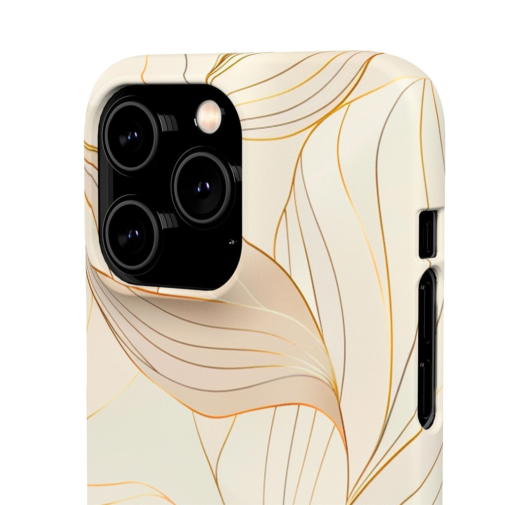 Floral Gold Leaf Phone Case — Elegant Neutral Botanical Snap Case
