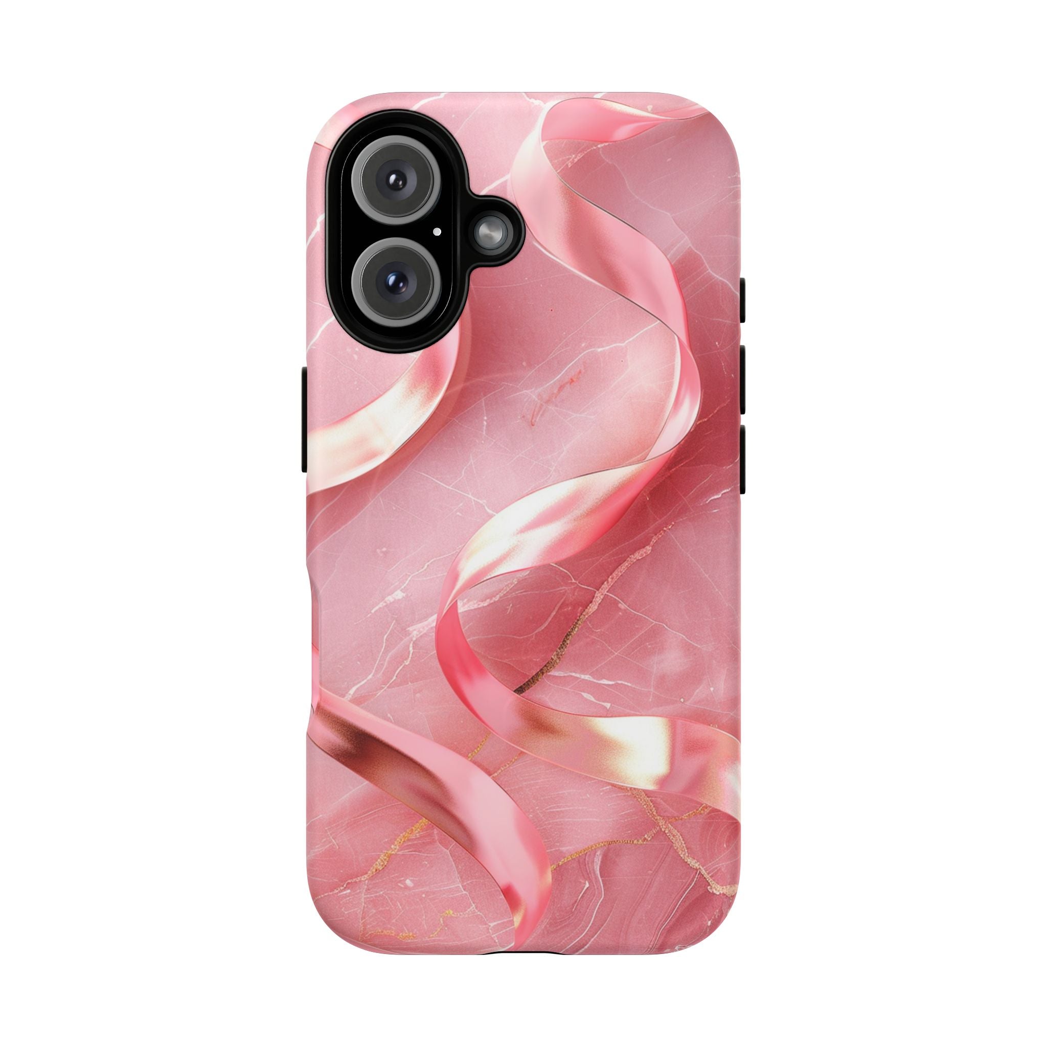 Pink Marble Tough Magnetic Phone Case — Abstract Rose Swirl Magnetic iPhone Cover