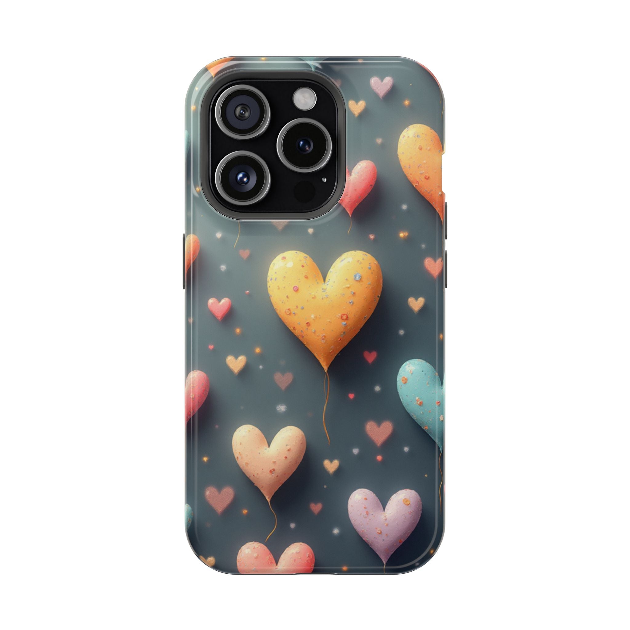 Magnetic Impact-Resistant Phone Case — Colorful Floating Heart Design