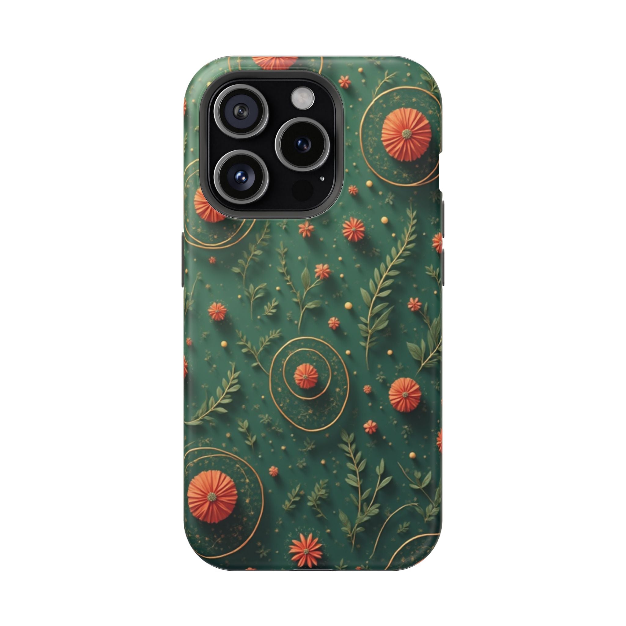 Floral Green Magnetic Impact Phone Case — Protective Botanical Design
