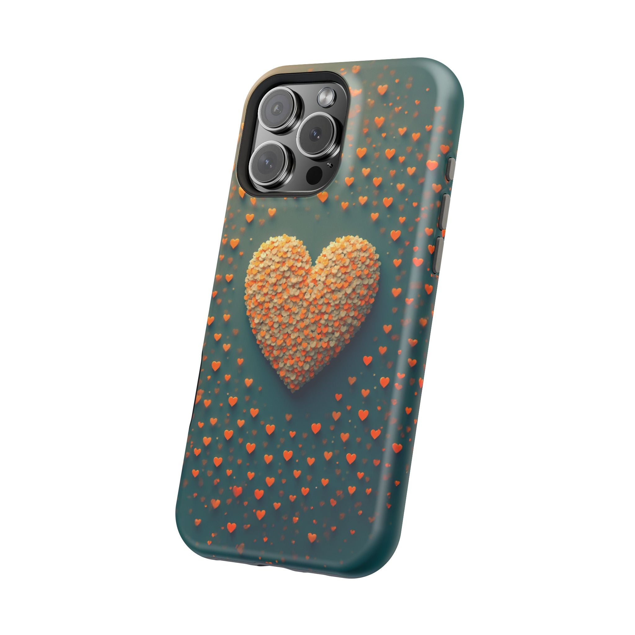 Magnetic Impact-Resistant Phone Case — Textured Heart Confetti Design