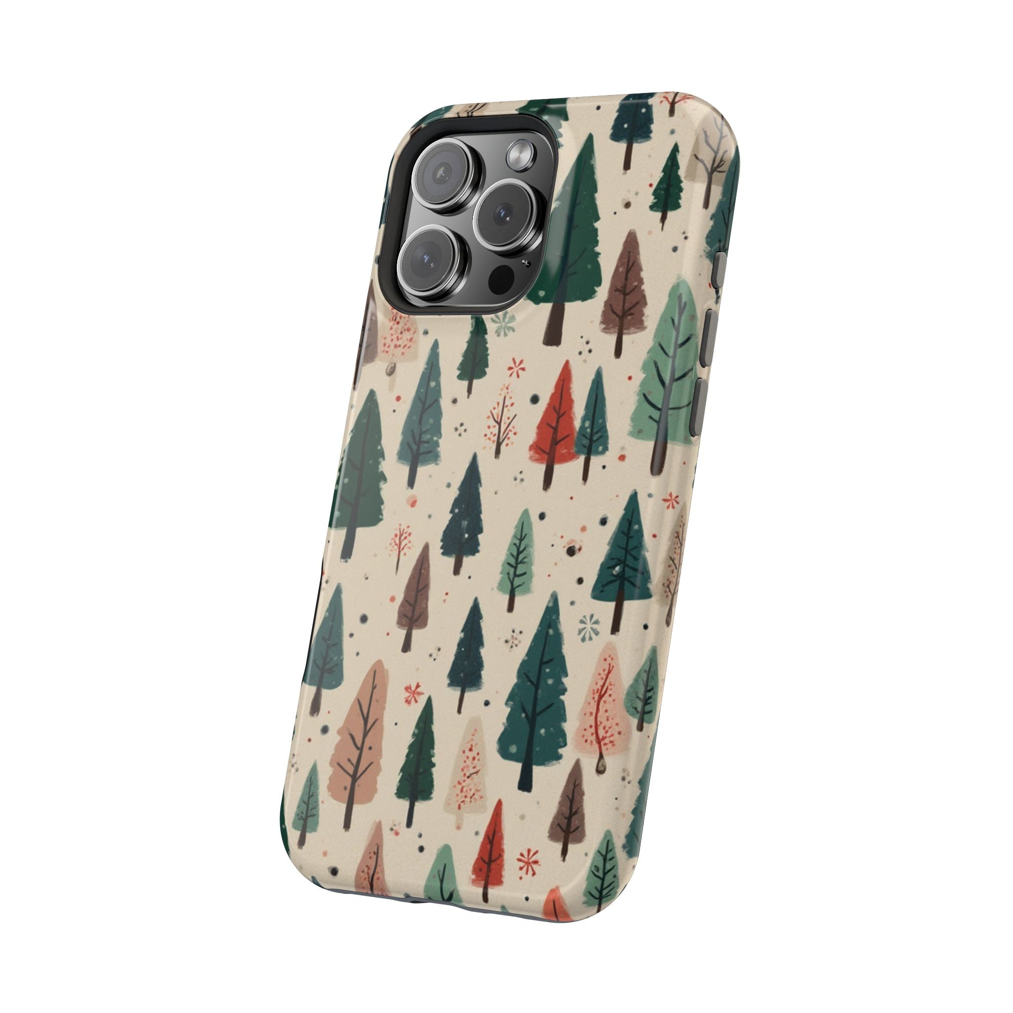 Forest Pattern Magnetic Impact-Resistant Phone Case — Winter Tree Design