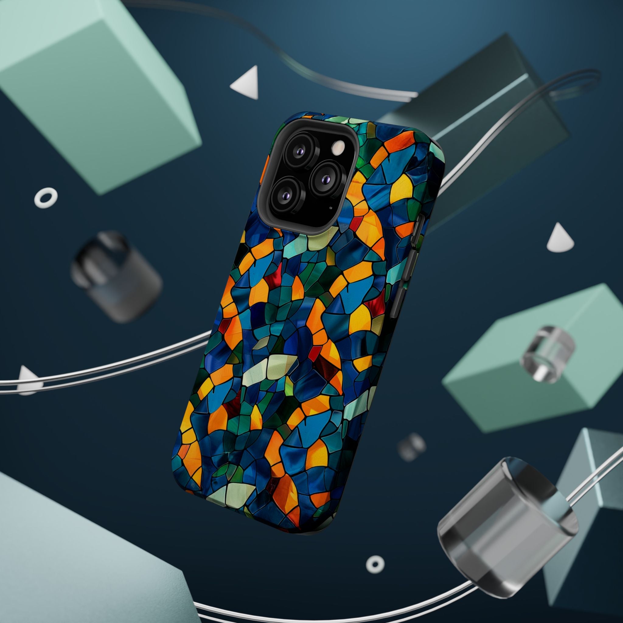 Stained Glass Mosaic Magnetic Impact Phone Case — Durable Protective Cover