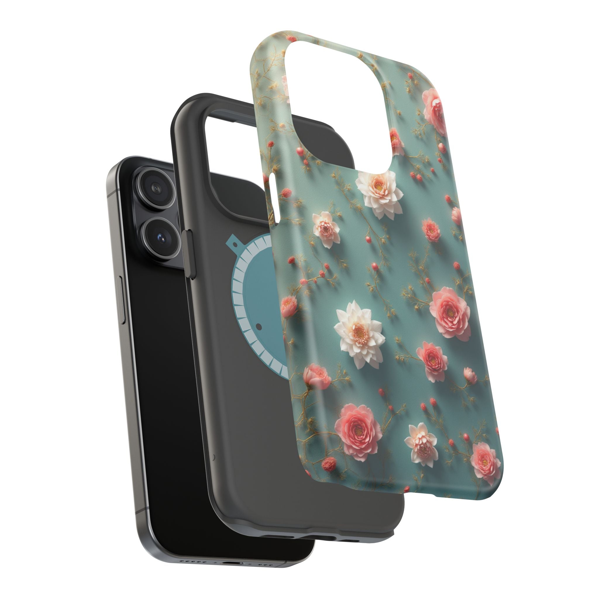 Floral Rose Pattern Magnetic Impact-Resistant Phone Case