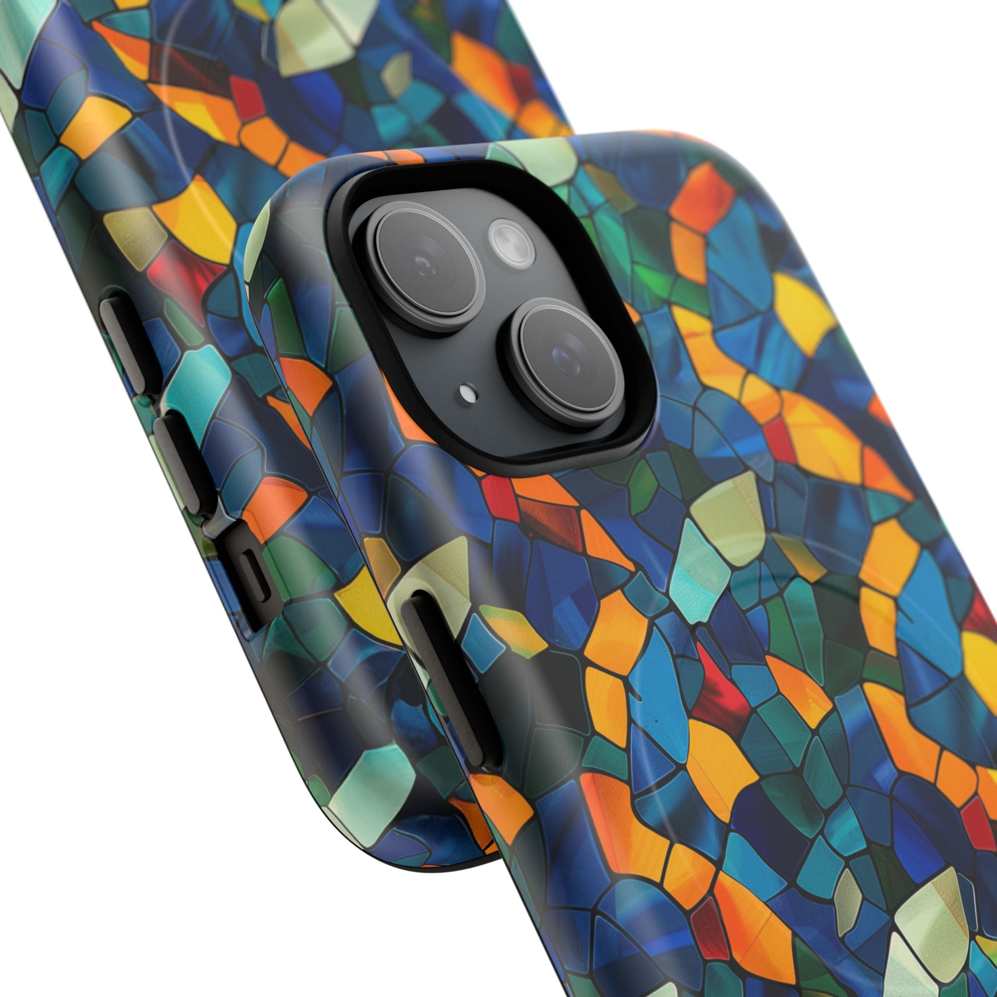Stained Glass Mosaic Tough Magnetic Phone Case — Vibrant Abstract Protective Cover
