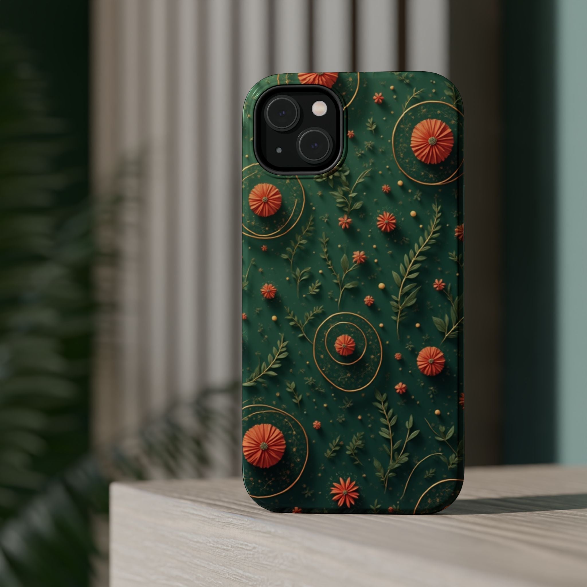 Floral Green Magnetic Impact Phone Case — Protective Botanical Design