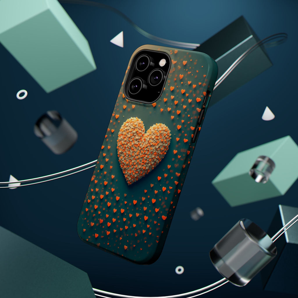 Magnetic Impact-Resistant Phone Case — Textured Heart Confetti Design