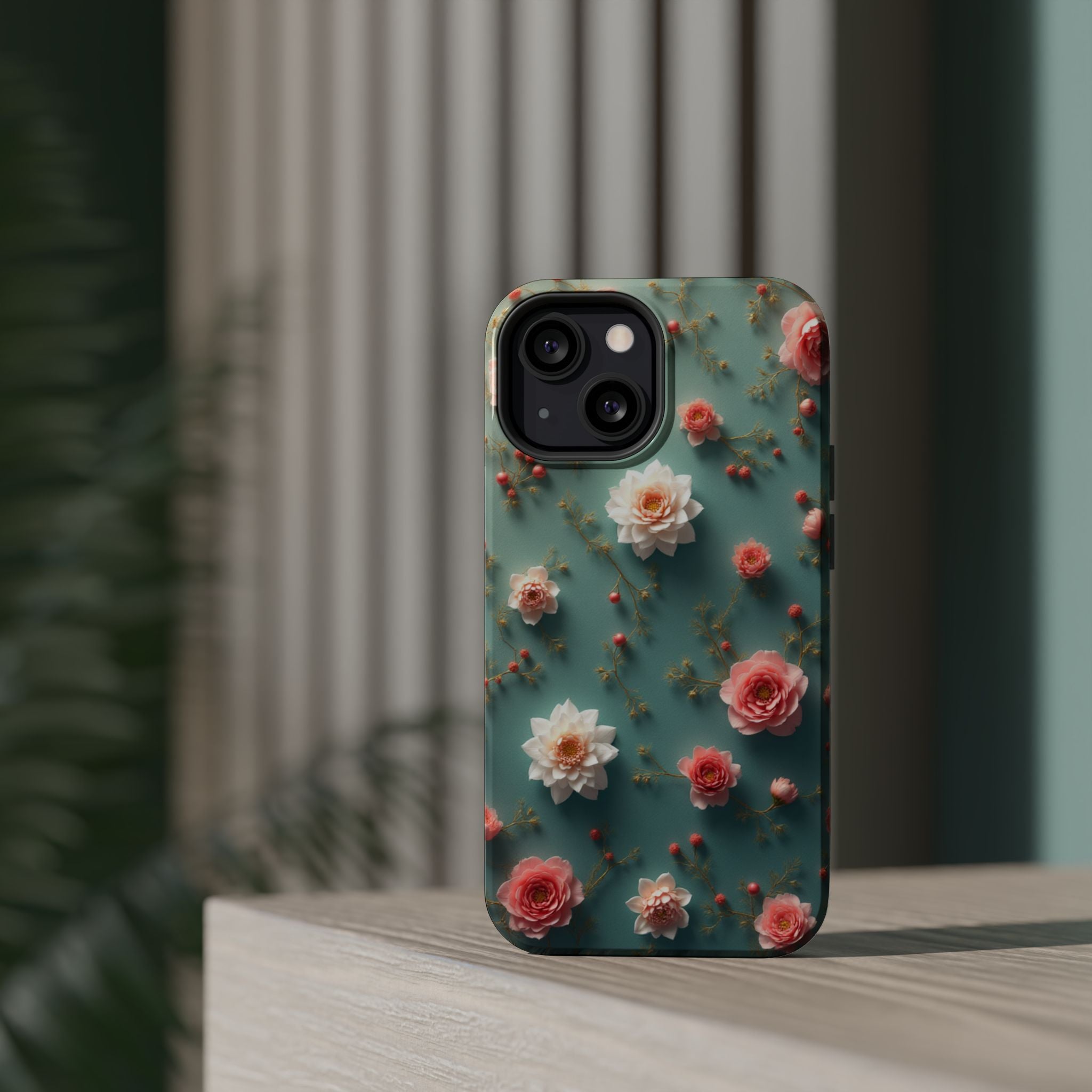 Floral Rose Pattern Magnetic Impact-Resistant Phone Case
