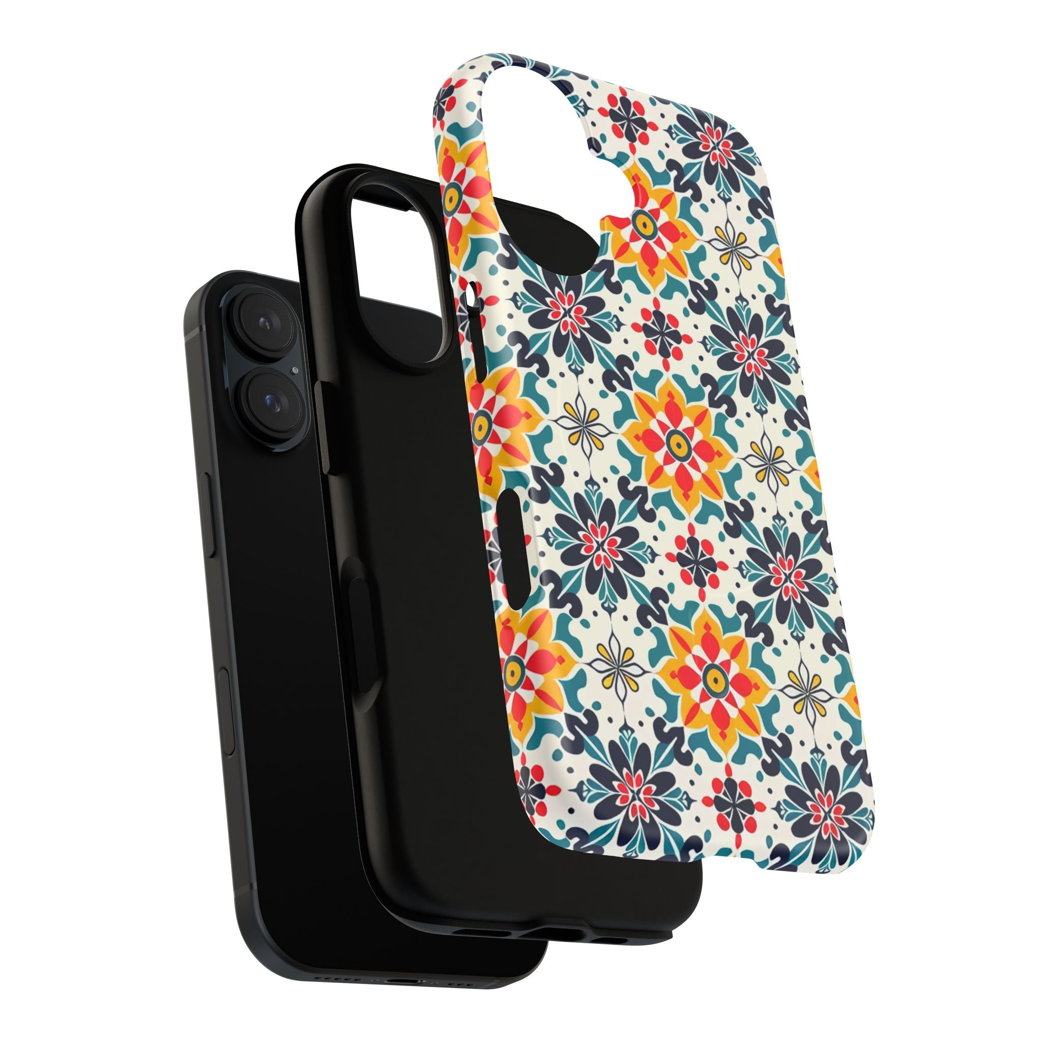 Floral Mosaic Tough Magnetic Phone Case — Colorful Boho Protective Cover