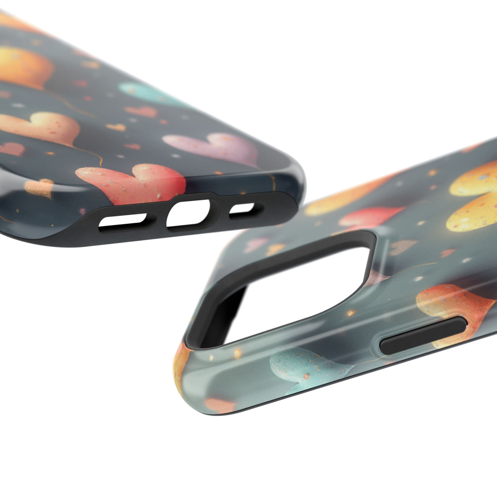 Magnetic Impact-Resistant Phone Case — Colorful Floating Heart Design