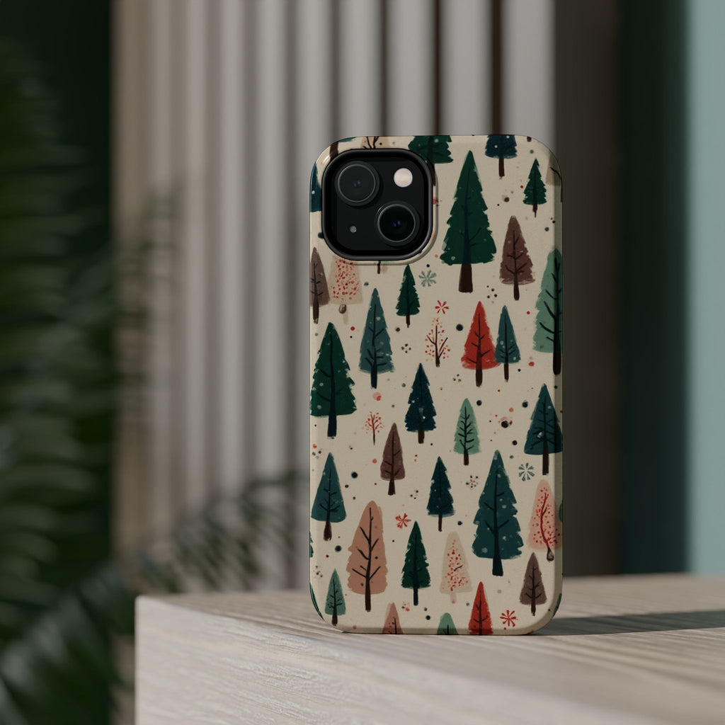 Forest Pattern Magnetic Impact-Resistant Phone Case — Winter Tree Design