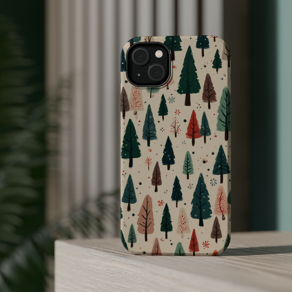 Forest Pattern Magnetic Impact-Resistant Phone Case — Winter Tree Design