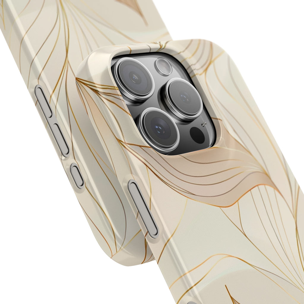 Floral Gold Leaf Phone Case — Elegant Neutral Botanical Snap Case