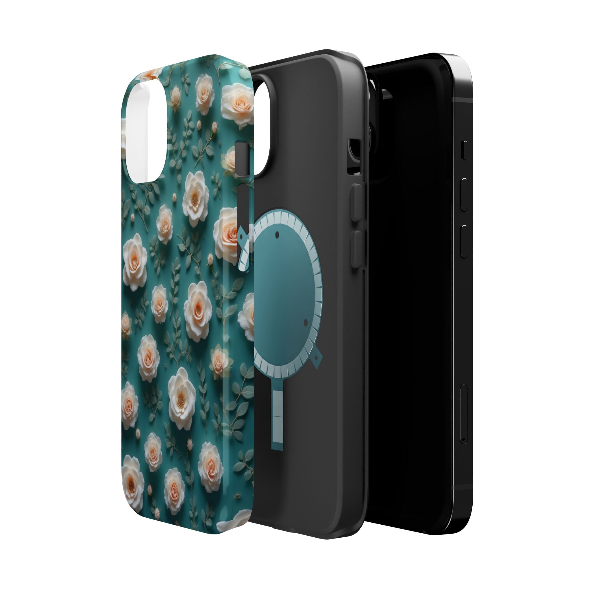 Floral Rose Pattern Magnetic Impact-Resistant Phone Case