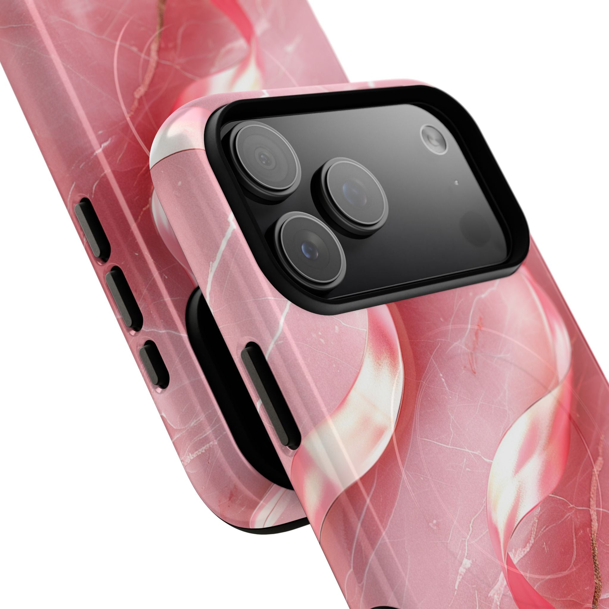 Pink Marble Tough Magnetic Phone Case — Abstract Rose Swirl Magnetic iPhone Cover