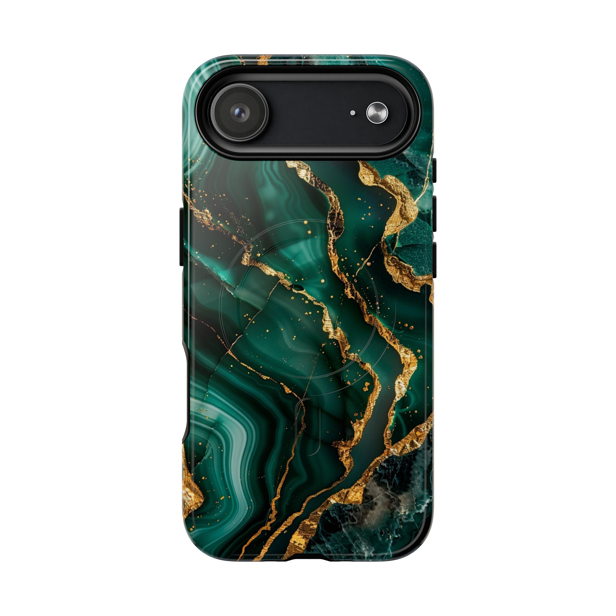 Green Marble Magnetic Phone Case — Emerald & Gold Abstract Tough Case