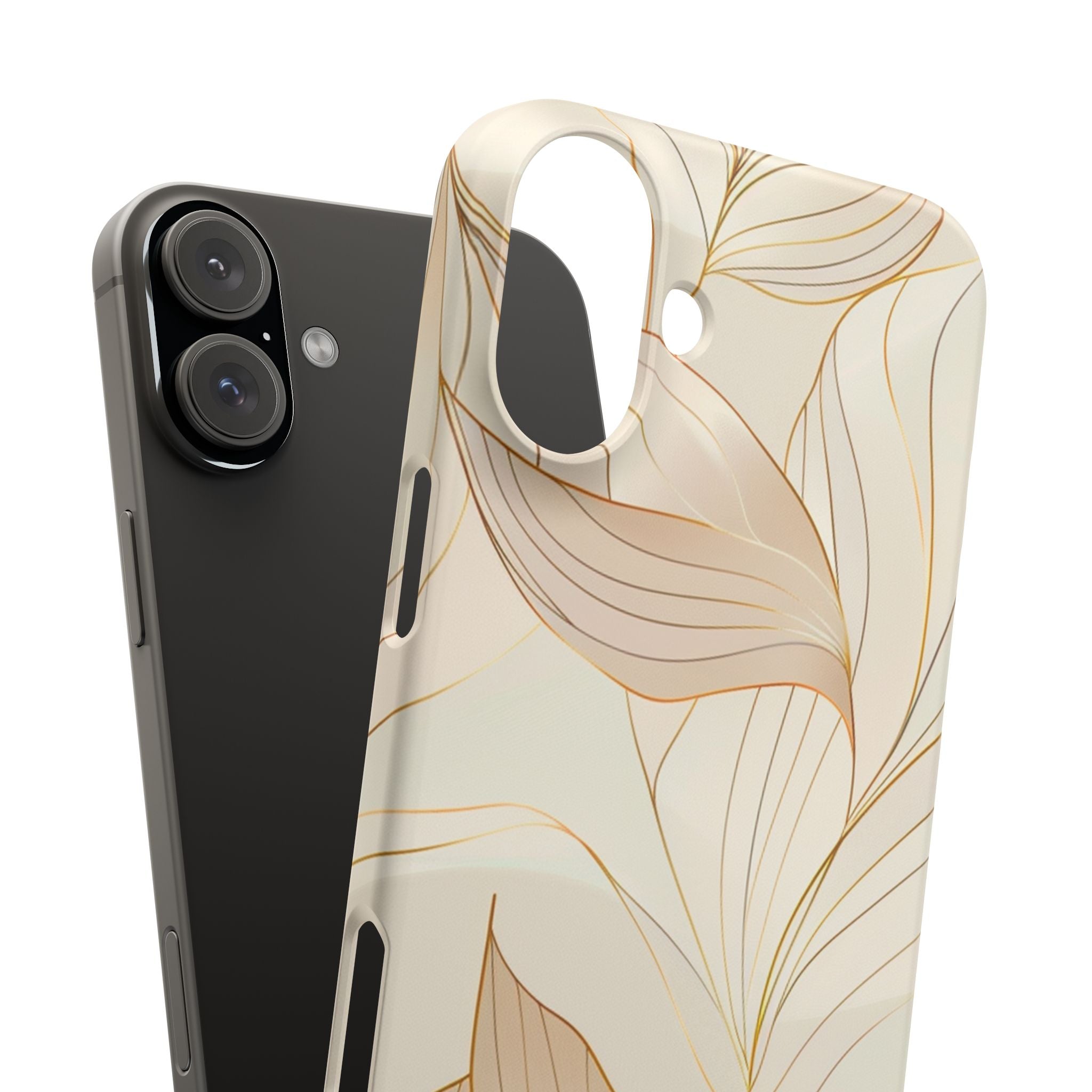 Floral Gold Leaf Phone Case — Elegant Neutral Botanical Snap Case