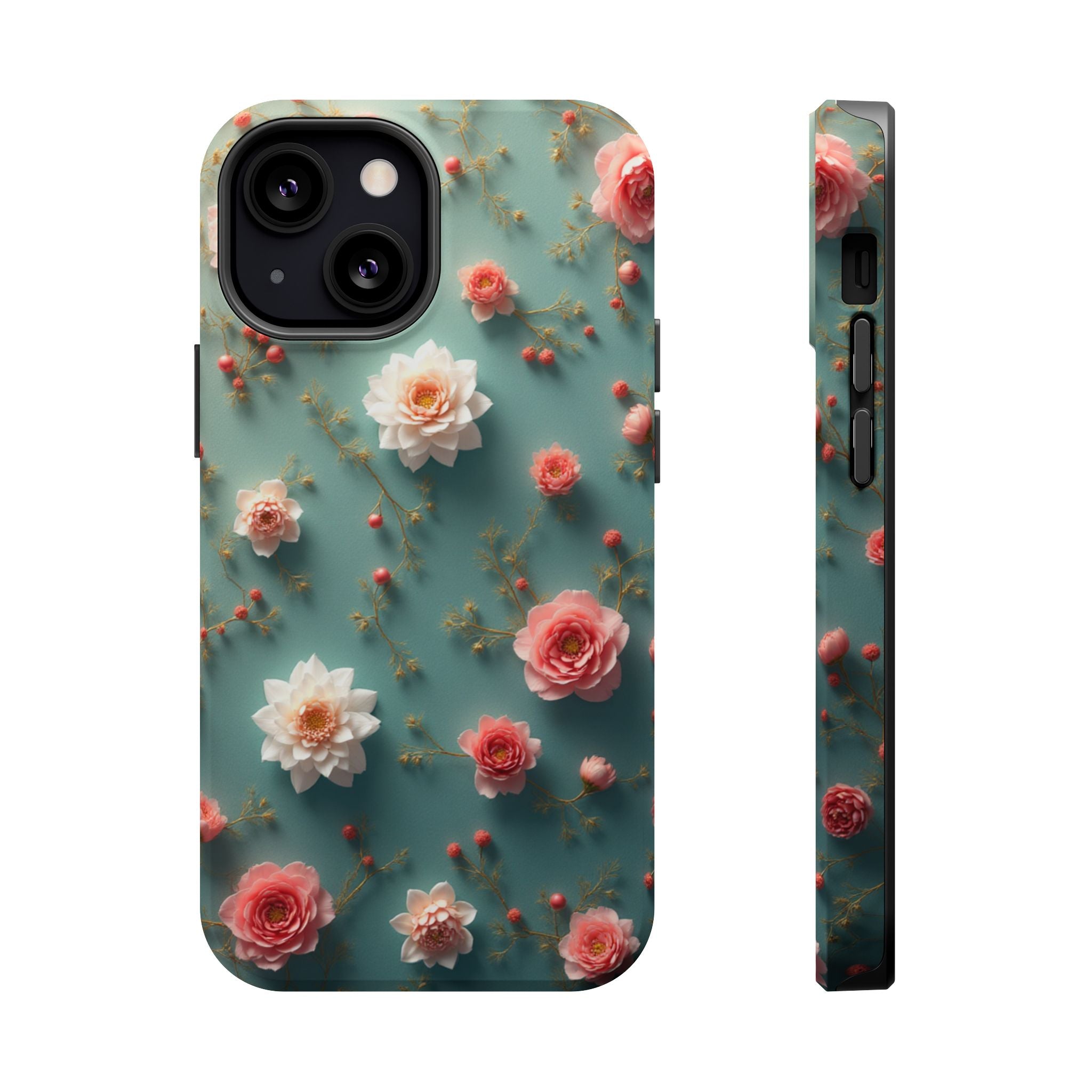 Floral Rose Pattern Magnetic Impact-Resistant Phone Case