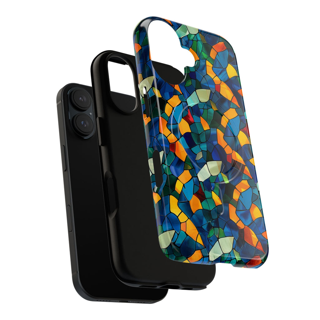 Stained Glass Mosaic Tough Magnetic Phone Case — Vibrant Abstract Protective Cover