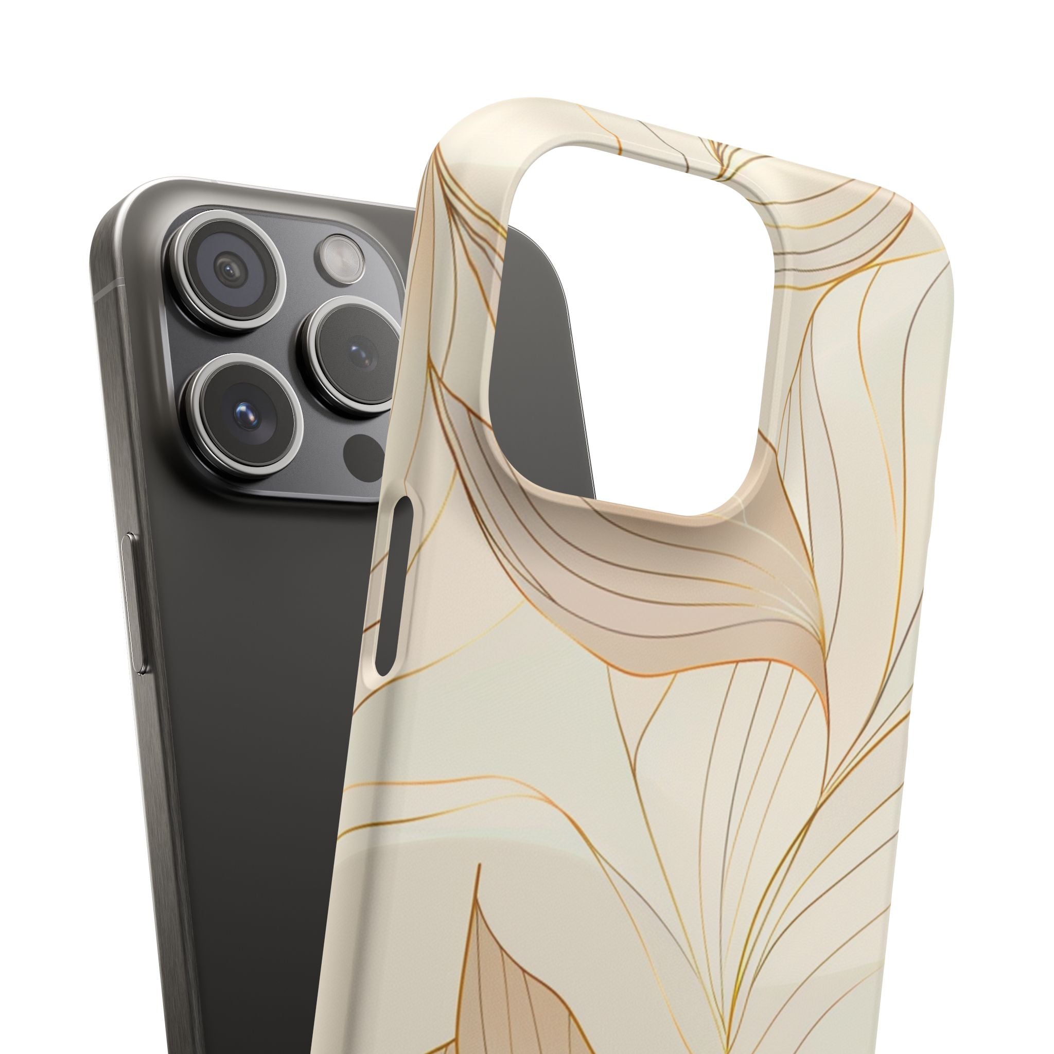 Floral Gold Leaf Phone Case — Elegant Neutral Botanical Snap Case
