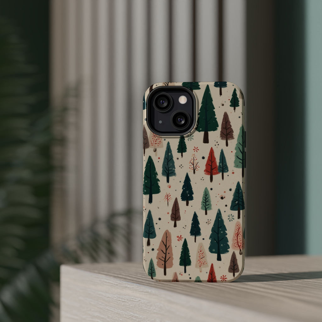 Forest Pattern Magnetic Impact-Resistant Phone Case — Winter Tree Design