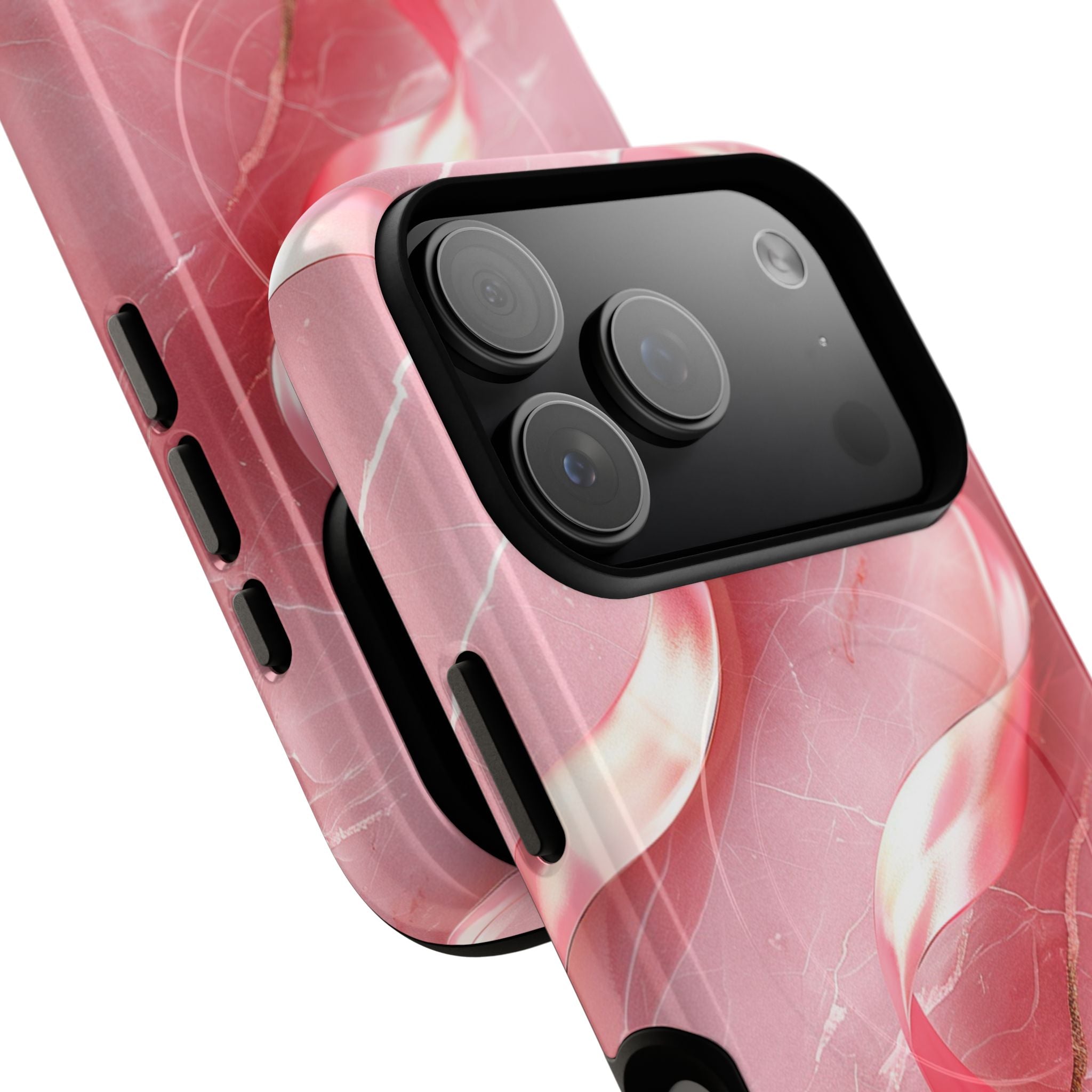 Pink Marble Tough Magnetic Phone Case — Abstract Rose Swirl Magnetic iPhone Cover