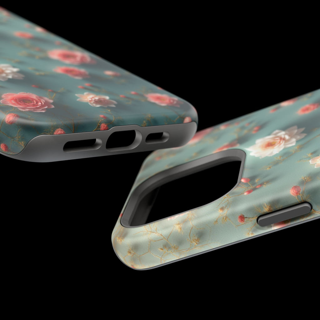 Floral Rose Pattern Magnetic Impact-Resistant Phone Case
