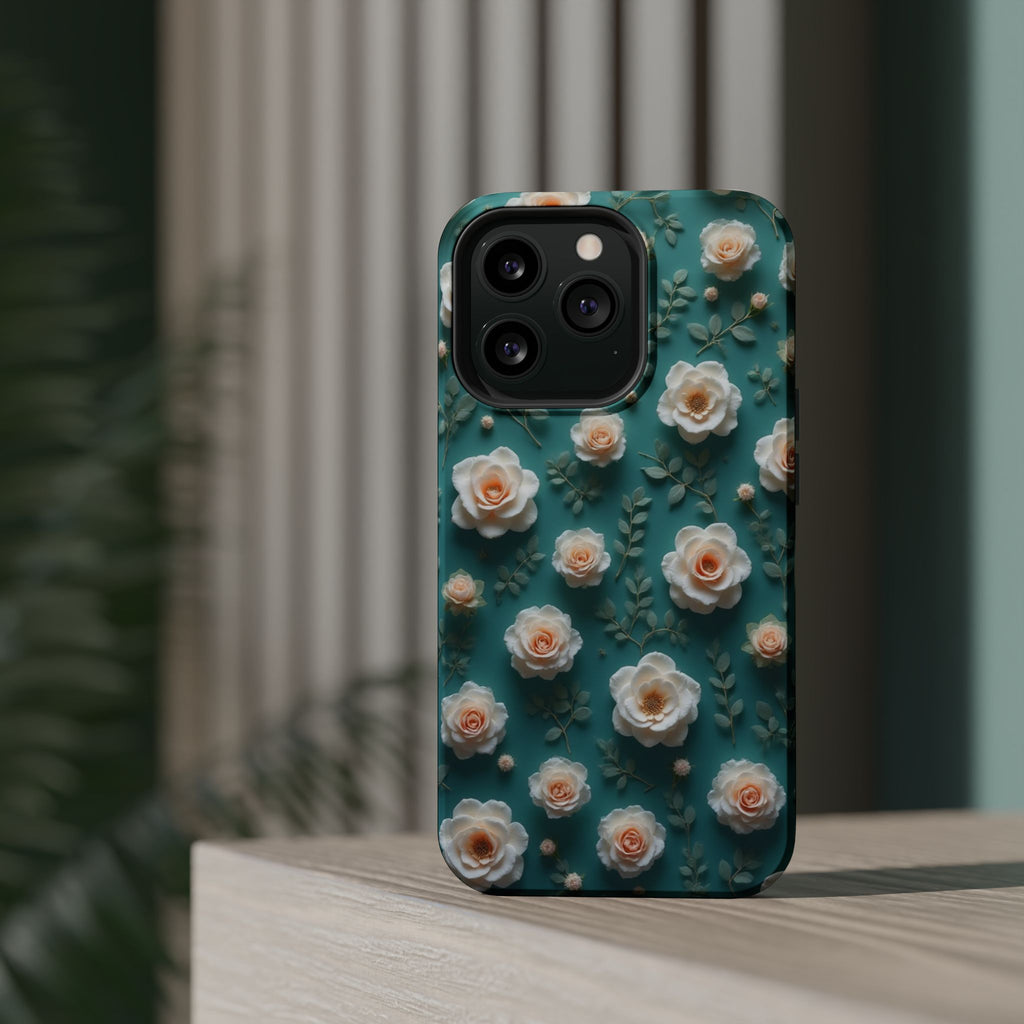 Floral Rose Pattern Magnetic Impact-Resistant Phone Case