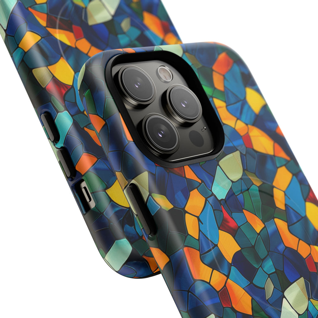Stained Glass Mosaic Tough Magnetic Phone Case — Vibrant Abstract Protective Cover