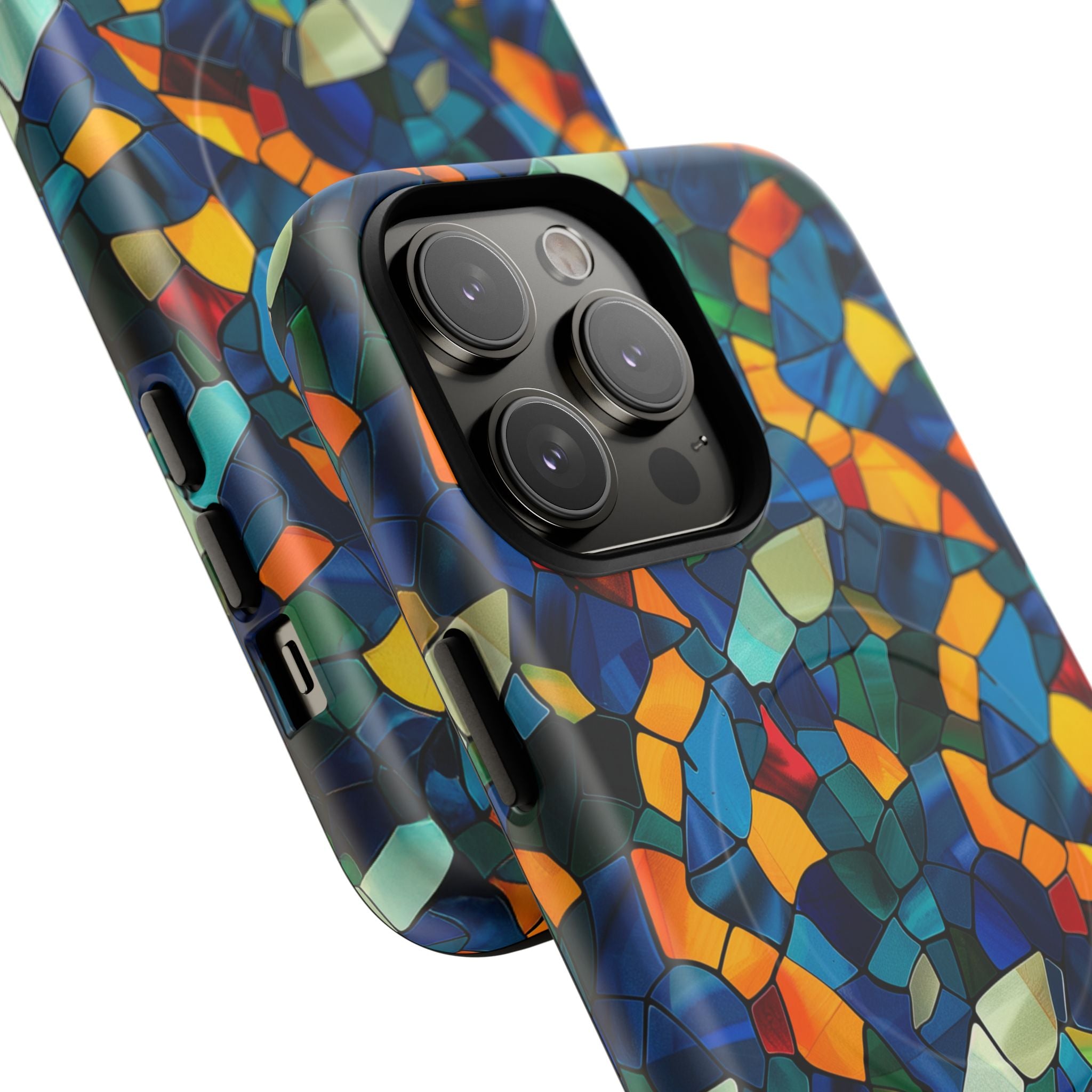 Stained Glass Mosaic Tough Magnetic Phone Case — Vibrant Abstract Protective Cover