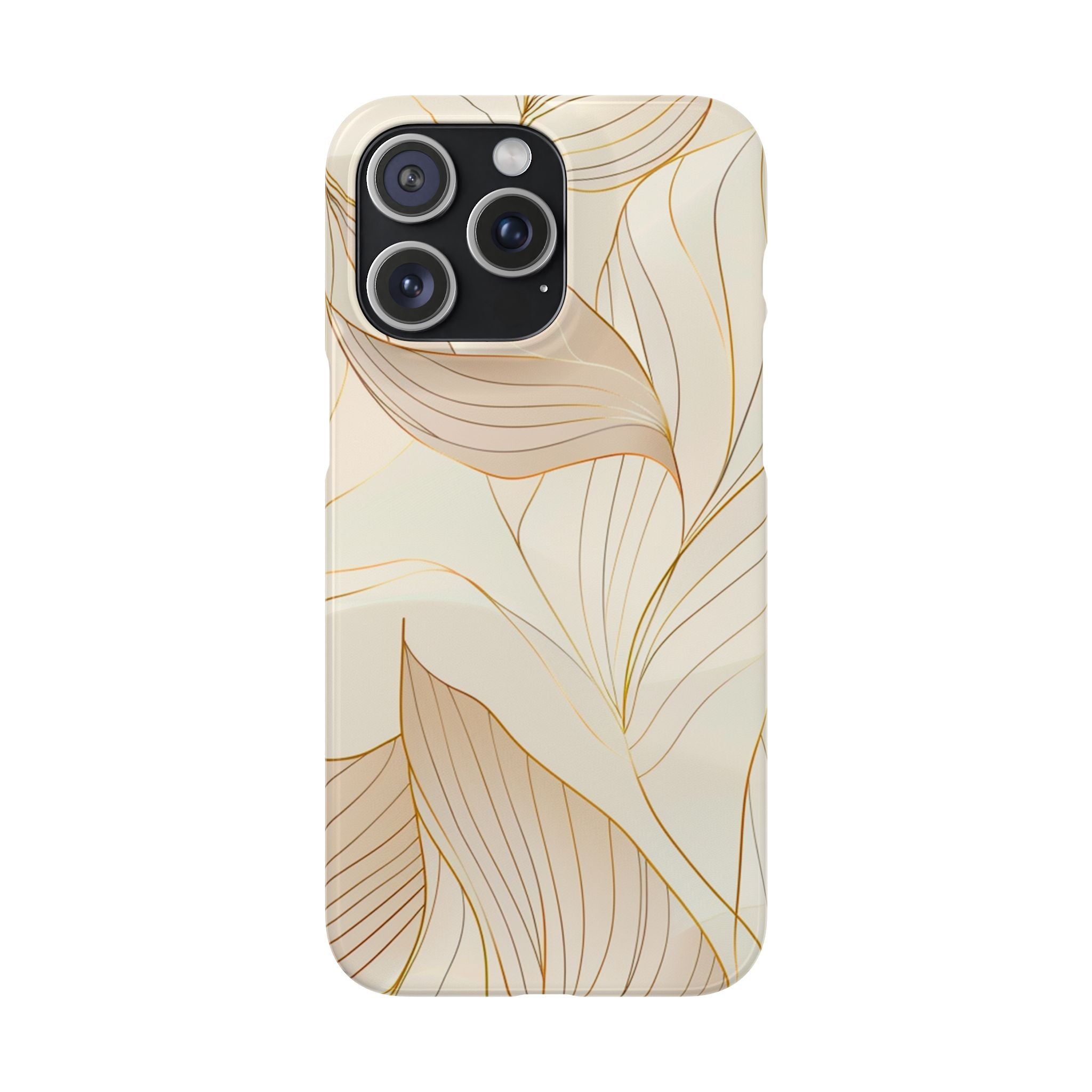 Floral Gold Leaf Phone Case — Elegant Neutral Botanical Snap Case