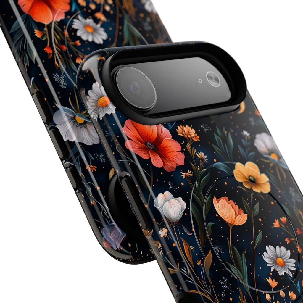 Magnetic Tough Case — Dark Floral Meadow with Moon & Daisies