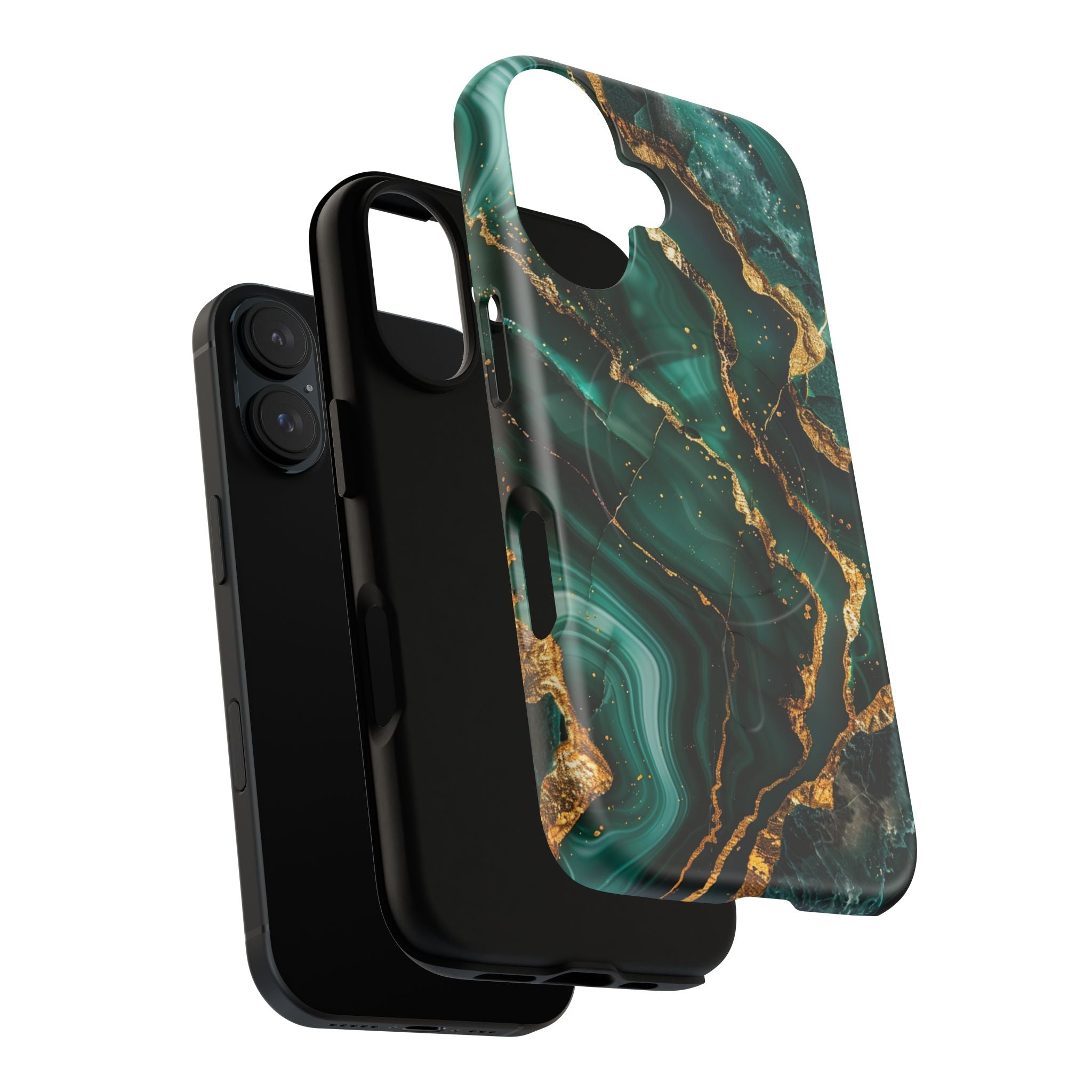 Green Marble Magnetic Phone Case — Emerald & Gold Abstract Tough Case