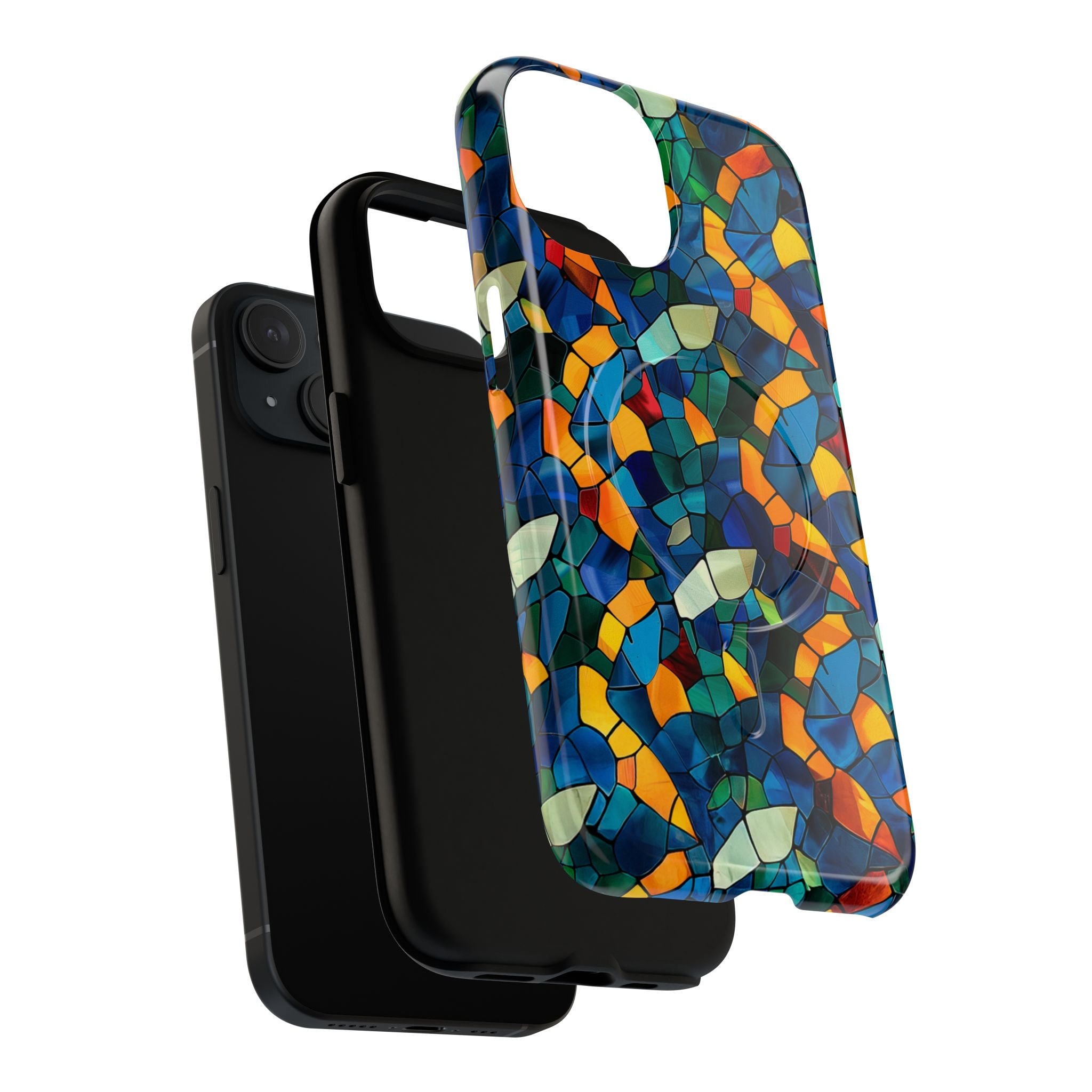 Stained Glass Mosaic Tough Magnetic Phone Case — Vibrant Abstract Protective Cover