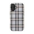 Plaid Magnetic Impact-Resistant Phone Case — Grey & Tan Classic Pattern